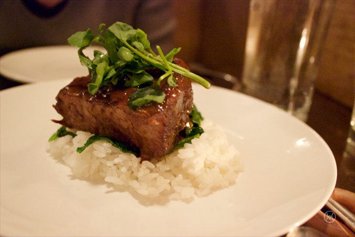 Braised Char Siu beef short ribs with broccoli rabe and Koshihikari rice