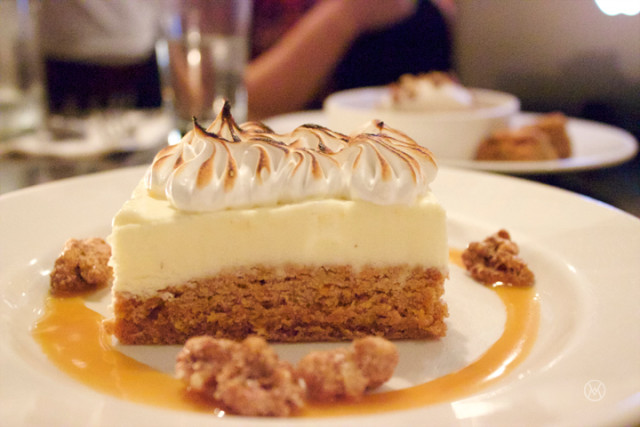 CARROT CAKE BAKED ALASKA with Cream Cheese Ice Cream, Toasted Meringue, Candied Walnuts