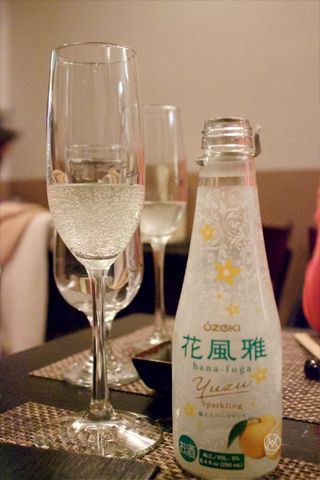 Sparkling sake, in fact, yuzu sake. But a bit too sweet for us