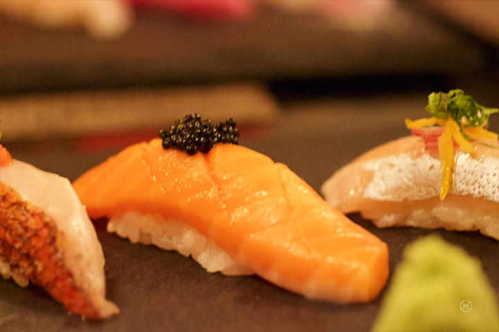 Salmon with surgeon caviar 