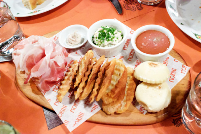 3 selections of BATTILARDO: Prosciutto;  Smoked Trout; Fegatini 