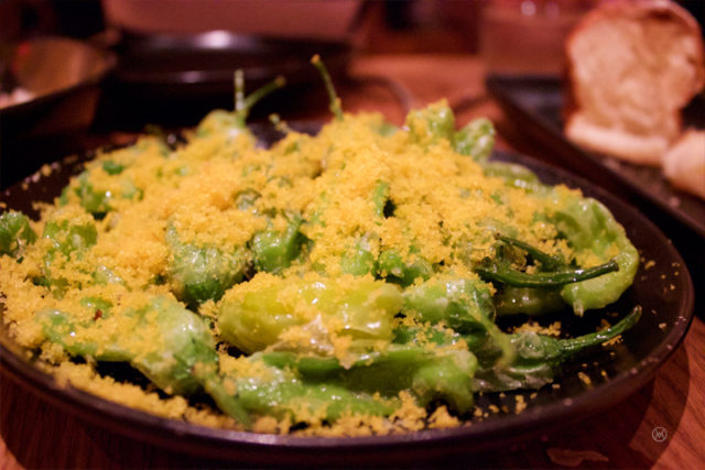 Blistered shishito peppers + bottarga