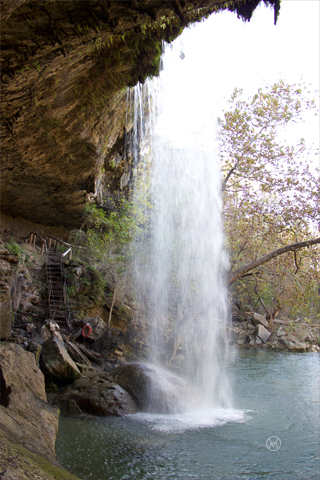 from behind the cave