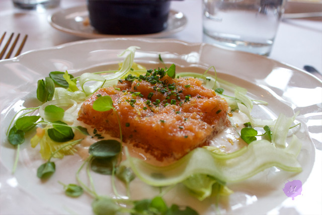 Salmon Tartare, Sauce Aigrelette, Crispy Potato