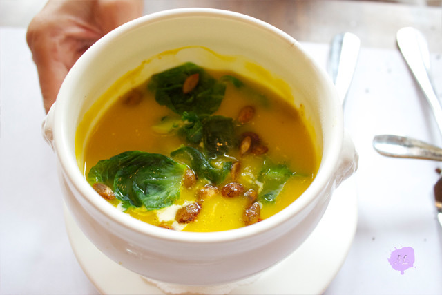 Roasted Butternut Squash Soup, Coriander Crème Fraîche