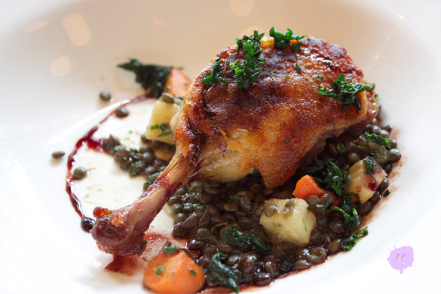 Crispy Duck Confit, Lentils du Puy, Red Wine